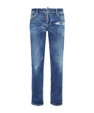Dsquared2 Distressed Five-pocket Belt Loop Trousers In Blue