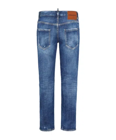Dsquared2 Distressed Five-pocket Belt Loop Trousers In Blue