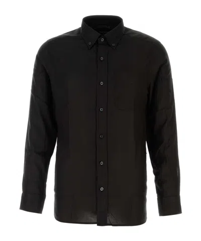 Tom Ford Light Fluid Fine Gabardine Slim Fit Shirt Hso001fmt058 Lb999 In Black