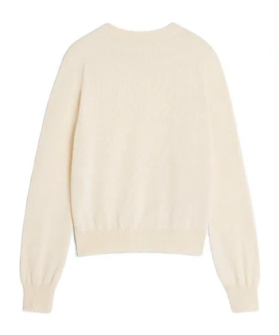 Maison Kitsuné Wool Crew Neck Jumper With Ribbed Cuffs In Neutral