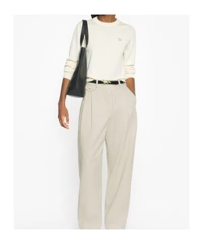Maison Kitsuné Wool Crew Neck Jumper With Ribbed Cuffs In Neutral