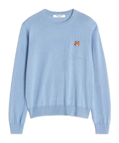 Maison Kitsuné Fox Head-patch Sweatshirt In Blue