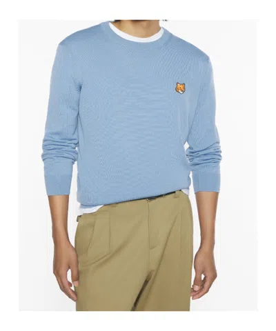 Maison Kitsuné Fox Head-patch Sweatshirt In Blue