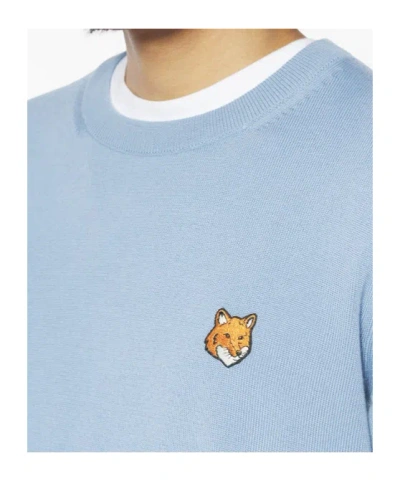 Maison Kitsuné Fox Head-patch Sweatshirt In Blue