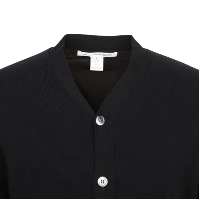 Comme Des Garçons Long Sleeve Cardigan With Ribbed Cuffs And Hem In Black