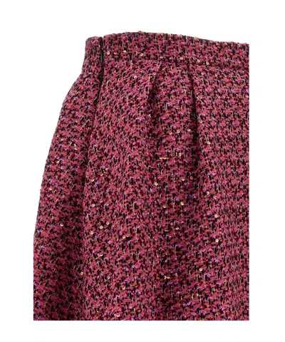 Alessandra Rich Tweed A-line High-waisted Midi Skirt In Red