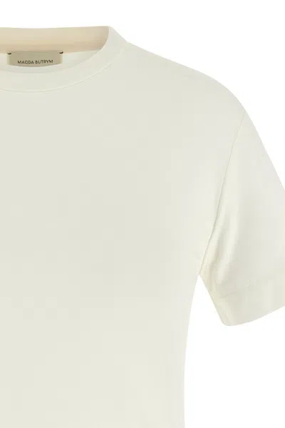 Magda Butrym Crew Neck Lace Trim Plain T-shirt In White