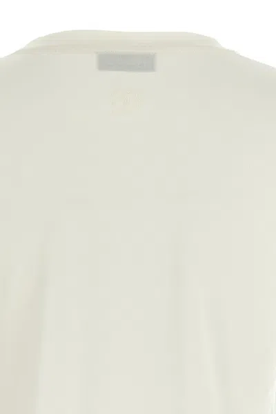 Magda Butrym Crew Neck Lace Trim Plain T-shirt In White