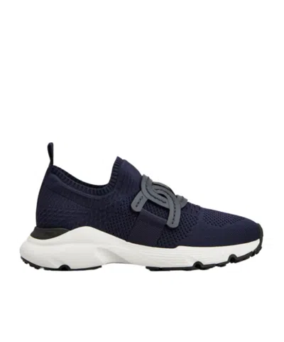 Tod's Sport Run 54c Calzino Catena Pelle Sneaker In Blue