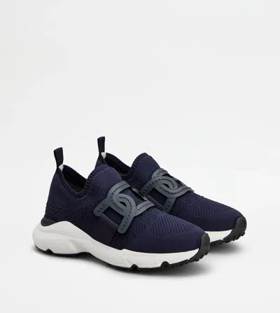Tod's Sport Run 54c Calzino Catena Pelle Sneaker In Blue