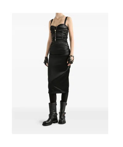 Dolce & Gabbana Abito In Raso Stretch Nero  Donna In Black