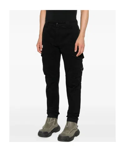 C.p. Company C.p.company Total Eclipse Blue Cotton Cargo Pants In Black