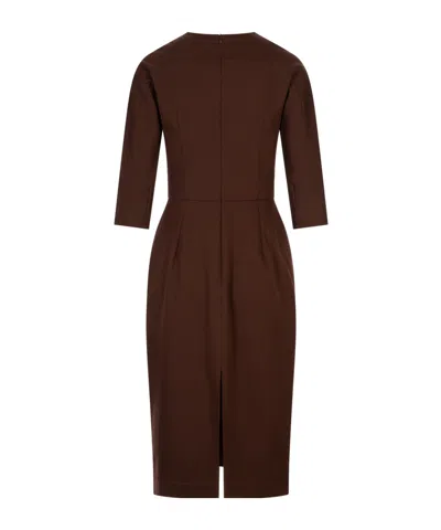 Fabiana Filippi Milano Stitch Jersey Fitted Dress With Piercing Detail In Brown