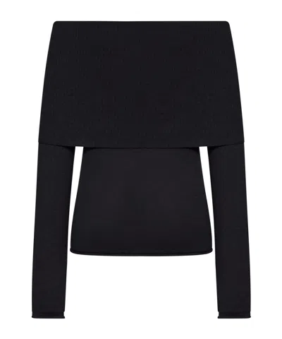 Roberto Collina Ribbed Boat Neck Sweater In Black