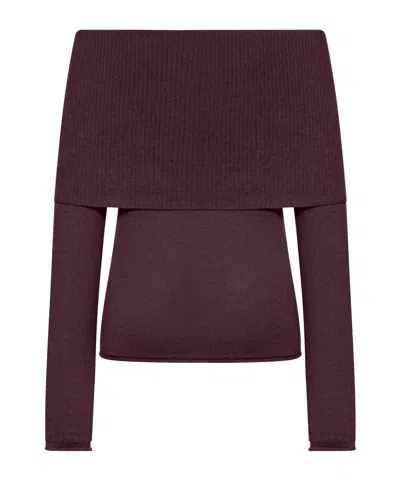 Roberto Collina Ribbed Boat Neck Sweater In Red