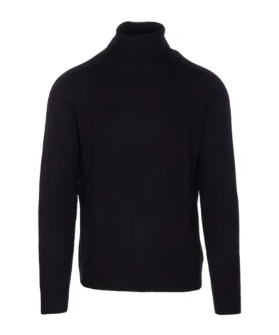 Dondup Man Turtleneck Midnight Blue Size 40 Wool In Black