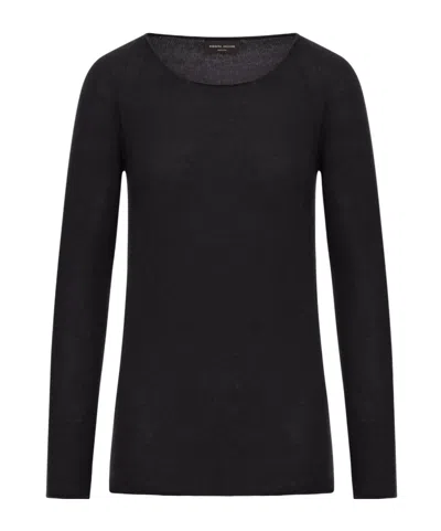 Roberto Collina Crew Neck Cashmere Sweater In Black