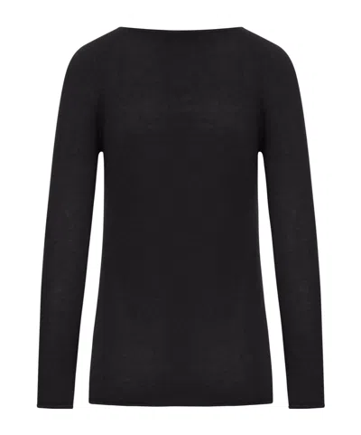Roberto Collina Crew Neck Cashmere Sweater In Black