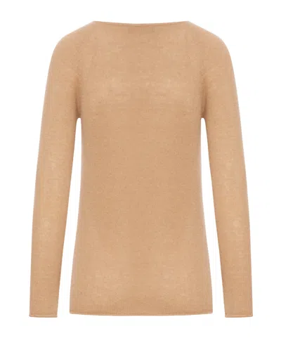 Roberto Collina Crew Neck Cashmere Sweater In Brown