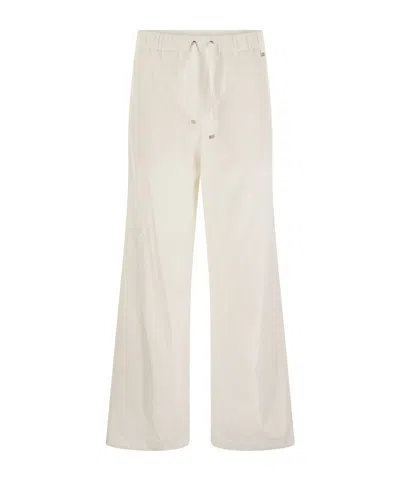 Herno Resort Trousers In Cotton Feel With Drawstring In Brown
