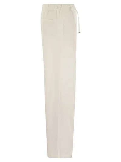 Herno Resort Trousers In Cotton Feel With Drawstring In Brown