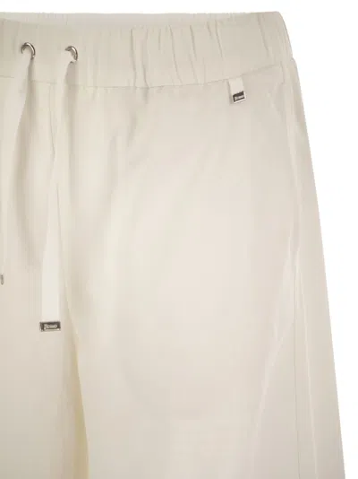 Herno Resort Trousers In Cotton Feel With Drawstring In Brown