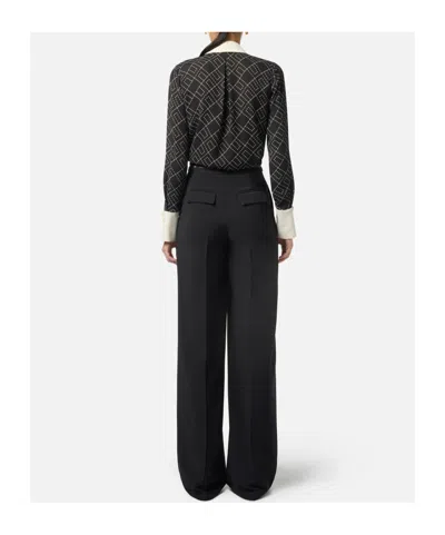 Elisabetta Franchi Georgette Shirt With Two-tone Print Black/milk In Black