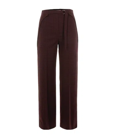 Patrizia Pepe Checked Fluid Trousers In Brown