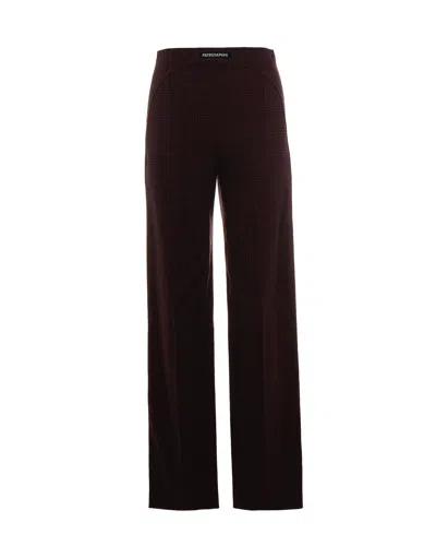 Patrizia Pepe Checked Fluid Trousers In Brown