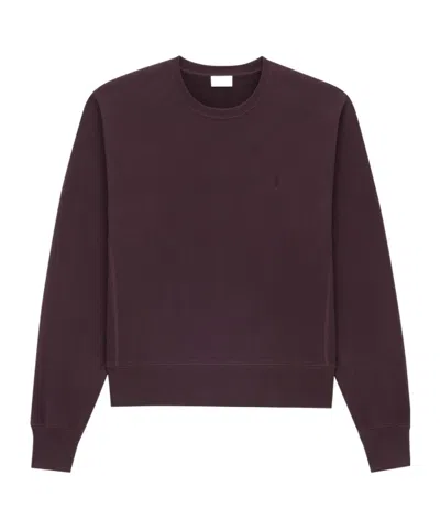 Saint Laurent Cassandre Embroidered Sweatshirt In Purple