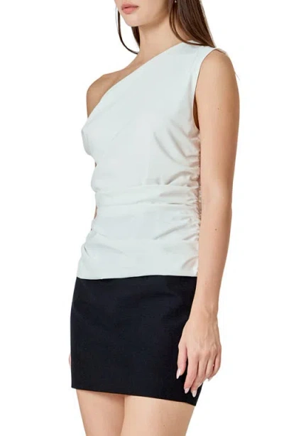 Endless Rose Drape One-shoulder Top In White