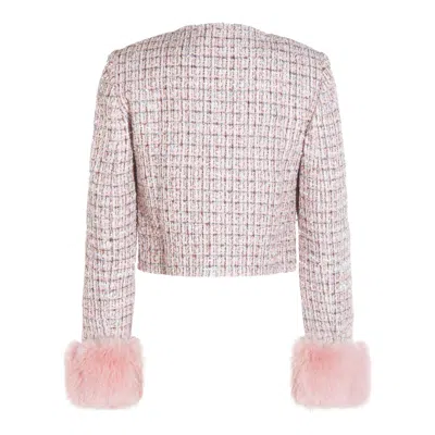 Self-portrait Self Portrait Crystal-embellished Tweed Jacket In Pink