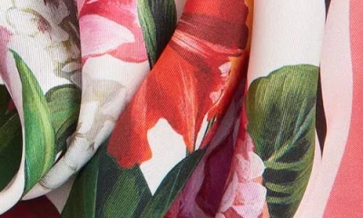 Dolce & Gabbana Silk Twill Floral Print Scarf In Pink