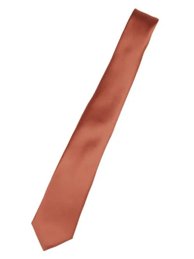 Brooklyn Brigade Solid Satin X-long Tie In Terracotta