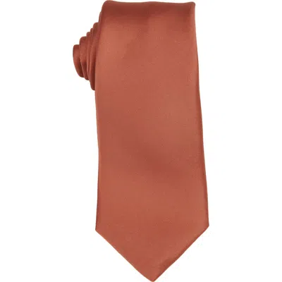 Brooklyn Brigade Solid Satin X-long Tie In Terracotta