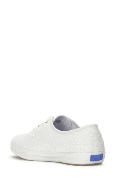 Keds Women's Champion Mini Daisy Eyelet Lace Up Canvas Sneakers In White