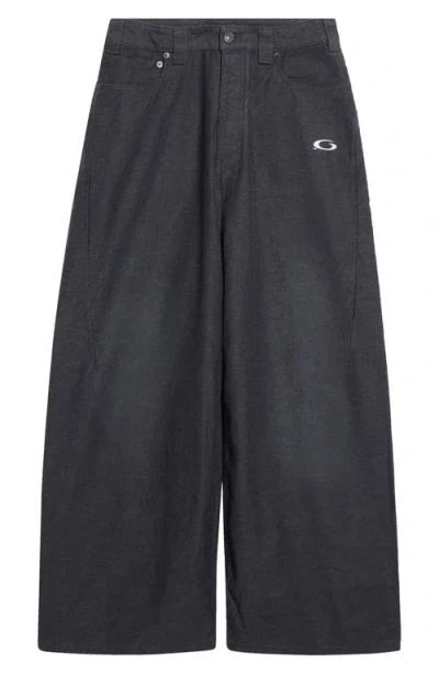 Balenciaga Trompe Loeil Denim Trousers In Gray