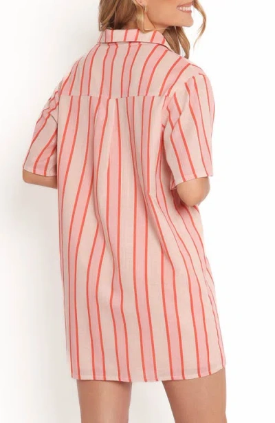 Petal And Pup Petal & Pup Norah Stripe Cotton Mini Shirtdress In Pink