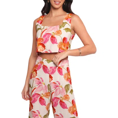 Petal And Pup Petal & Pup Dahliae Floral Cotton & Linen Crop Tank In Multi