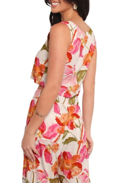 Petal And Pup Petal & Pup Dahliae Floral Cotton & Linen Crop Tank In Multi
