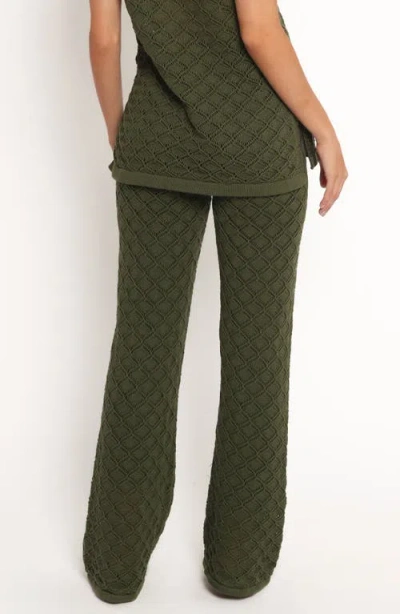 Petal And Pup Petal & Pup Fefe Textured Open Knit Cotton Drawstring Pants In Green