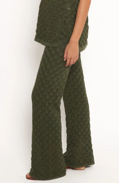 Petal And Pup Petal & Pup Fefe Textured Open Knit Cotton Drawstring Pants In Green