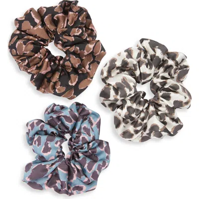 Tasha Assorted 3-pack Leopard Print Scrunchies In Animal Print
