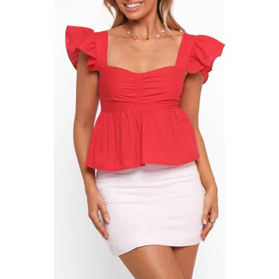 Petal And Pup Petal & Pup Lyric Ruffle Cotton Babydoll Top In Red