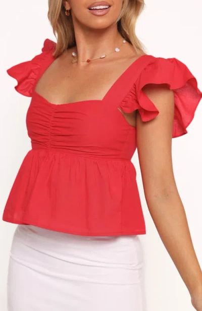 Petal And Pup Petal & Pup Lyric Ruffle Cotton Babydoll Top In Red