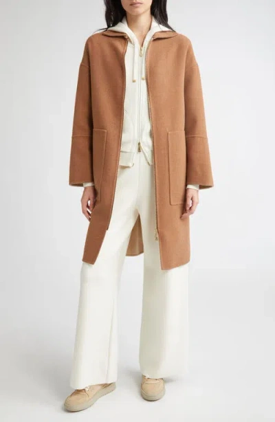 Eleventy Zip Front Wool Coat In Brown