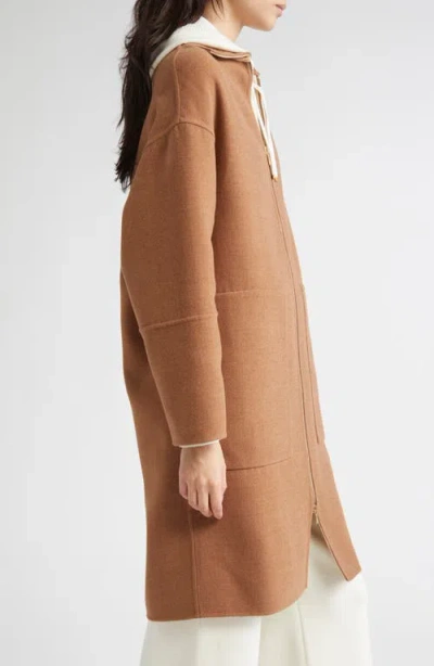 Eleventy Zip Front Wool Coat In Brown