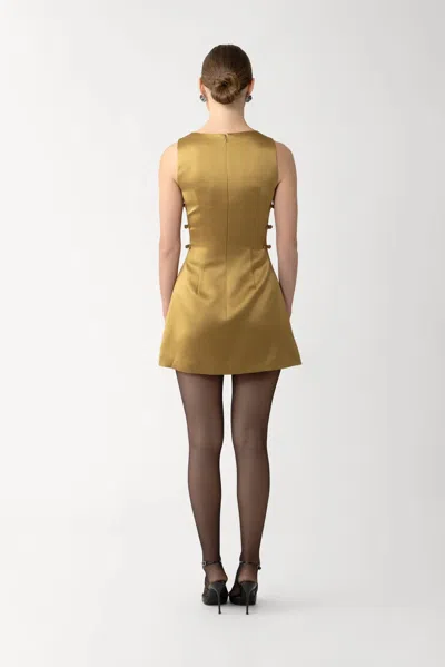 Sau Lee Teddi Satin Mini Dress In Green