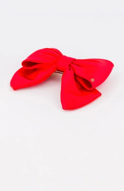 Alexandre De Paris Silk Bow Barette In Red
