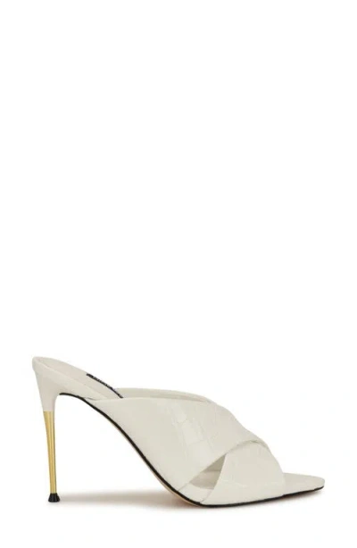 Nine West Sancie Croc Embossed Stiletto Sandal In White